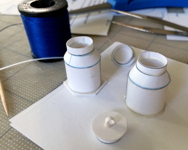 Tiny cream cans, made from card stock